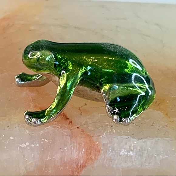 Tree Frog Other - Lucky Little Frog Green Miniature Metal Figurine MINI Figure Small Paperweight